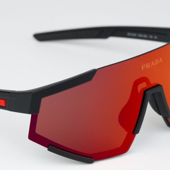 NEW Prada PS04WSF DG002U Black Rubber Brown Orange Rectangle Unisex Sunglasses main image 5